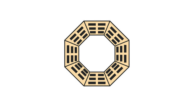 Octagonal bagua symbol with trigrams on white background