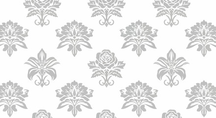 Fototapeta premium Elegant teal damask seamless wallpaper pattern with vintage ornamental flourishes