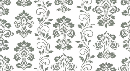 Fototapeta premium Elegant teal floral wallpaper texture with intricate repeating ornamental motifs