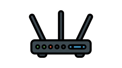 Fototapeta premium Modern wireless router with three antennas on white background Vector