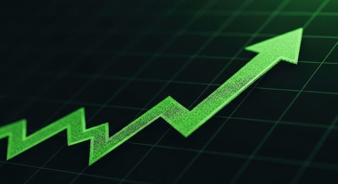 Green Arrow Graph Showing Upward Trend and Growth.