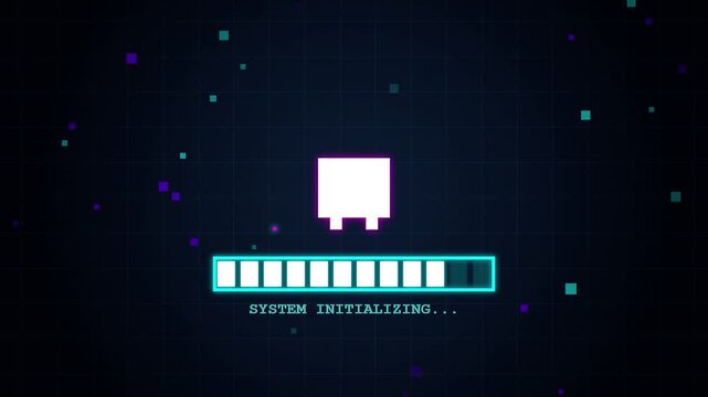Digital Progress Loading Bar with System Initializing Text Overlay