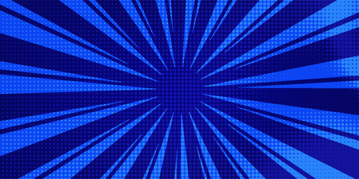 Retro comic background halftone dots, with cloud cartoon pop art style. Vector illustration on blue