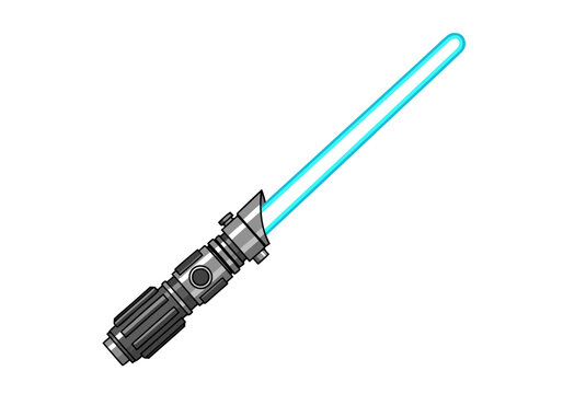 Blue lightsaber vector illustration for graphic design and sci-fi themed content, isolated on white background