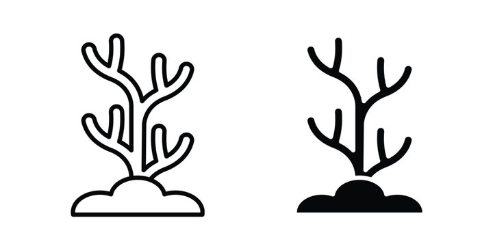 Algae icon collection. Thin linear outline icon pack
