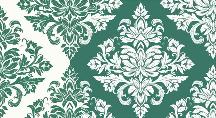 Obraz premium Traditional seamless damask ornament background with intricate botanical details