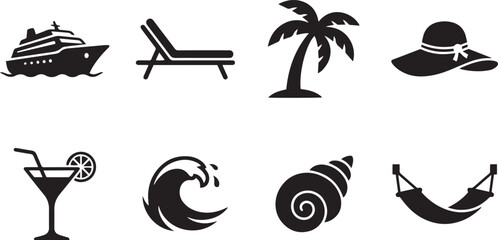 Tropical Cruise Beach Summer Icons © MdRana