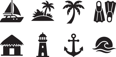 Tropical Nautical Summer Icon Set © MdRana