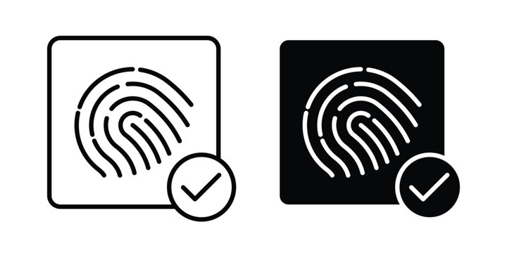 Biometric security icon collection. Thin linear outline icon pack