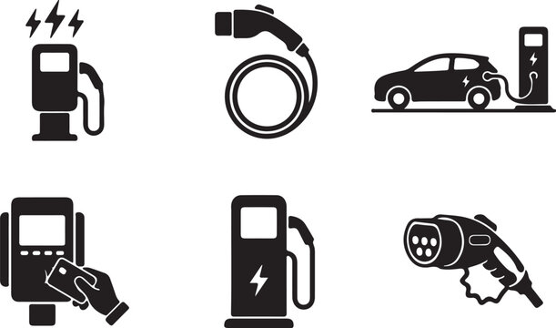 Electric vehicle charging station icons