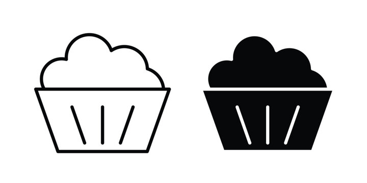 Cupcake icon collection. Thin linear outline icon pack