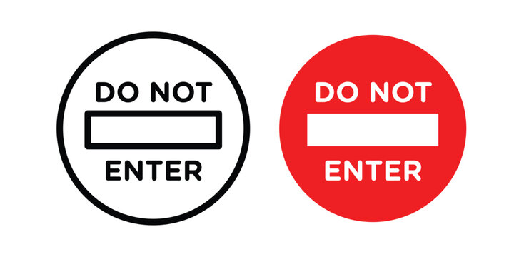 Do not enter sign collection. Thin linear outline icon pack