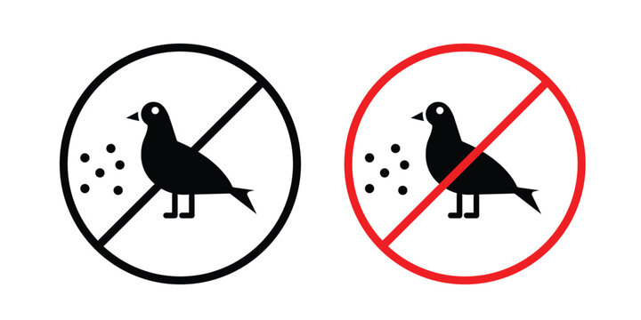 Do not feed birds sign collection. Thin linear outline icon pack