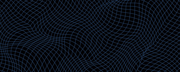Abstract Warped Wireframe Mesh Grid. Curved Surface Background. Technology Grid Pattern. Distorted Mesh Grid Waves isolated on White Background. Vector Illustration. © Zain Farhany