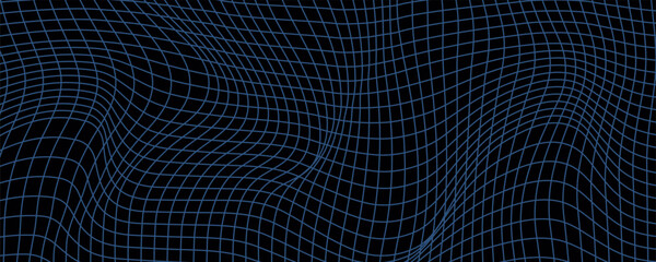 Abstract Warped Wireframe Mesh Grid. Curved Surface Background. Technology Grid Pattern. Distorted Mesh Grid Waves isolated on White Background. Vector Illustration. © Zain Farhany