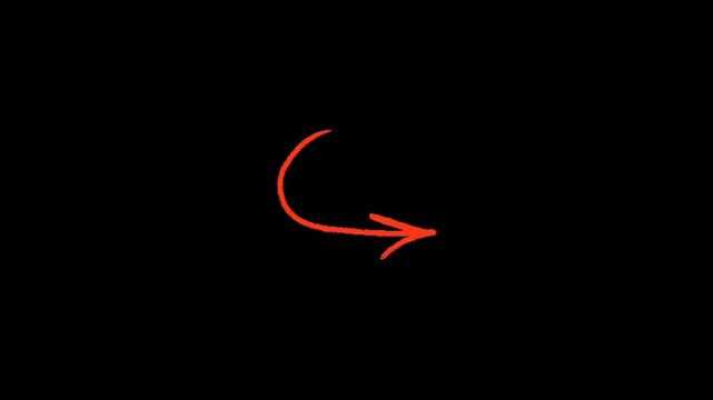 Red curved arrow pointing to the right on black background