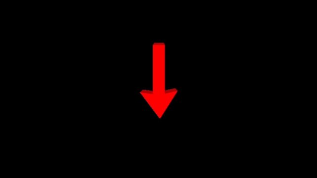 Red arrow pointing down on black