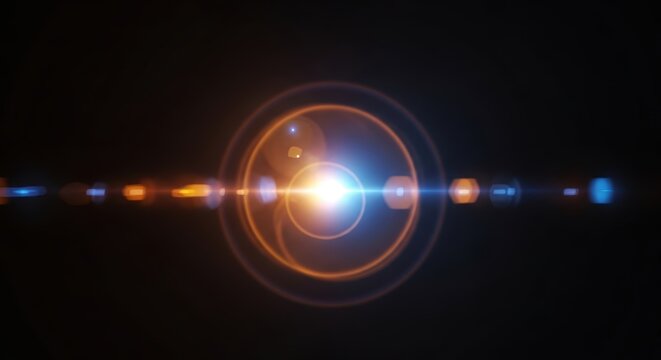 Dynamic lens flare light burst with abstract optical effects and vibrant colors