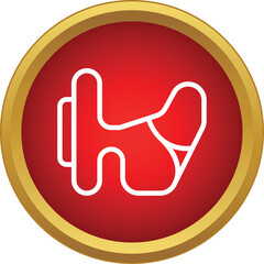 Fototapeta premium Outline of a motor racing circuit on a round red and gold button