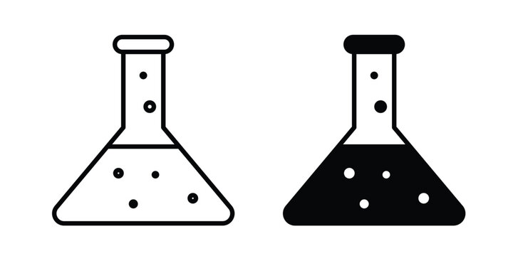 Laboratory flask icon collection. Thin linear outline icon pack