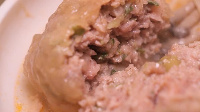Rolled dumpling hot pot in delicious broth