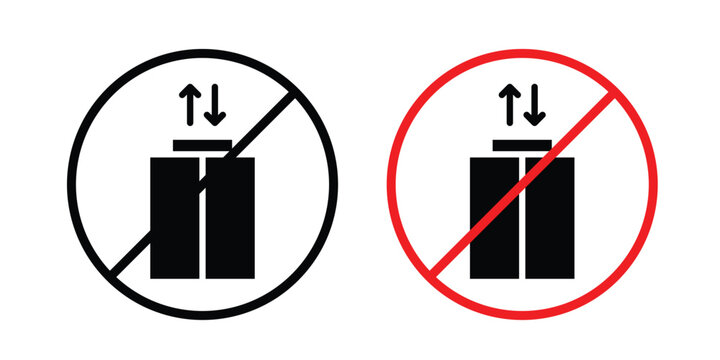No elevator sign collection. Thin linear outline icon pack