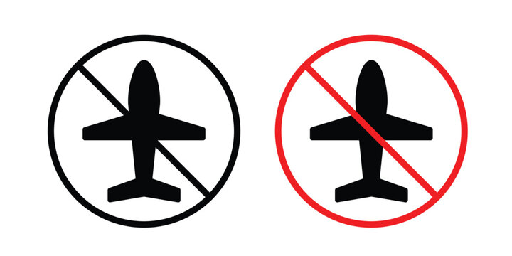 No fly zone sign collection. Thin linear outline icon pack