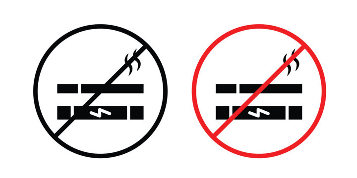 No smoking including electronic cigarettes sign collection. Thin linear outline icon pack