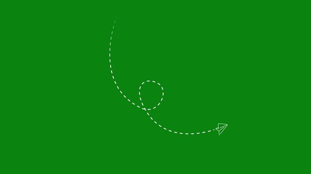 Loop arrow path animation with smooth circular motion and exit direction on green screen background. Ideal for workflow, process flow, explainer videos and modern motion graphics overlays.