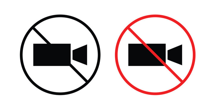 No video recording sign collection. Thin linear outline icon pack