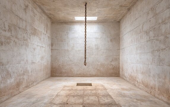 Empty Detention Chamber with Overhead Chain in Stark Environment