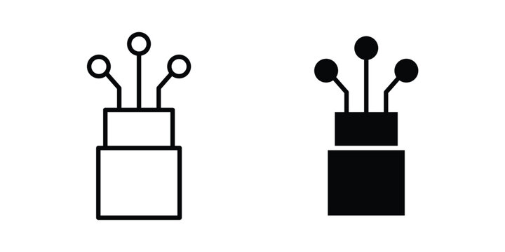optic fiber cable icon collection. Thin linear outline icon pack