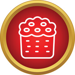 Gunkan maki sushi icon presented in a flat outline style within a red and gold circle © ylivdesign