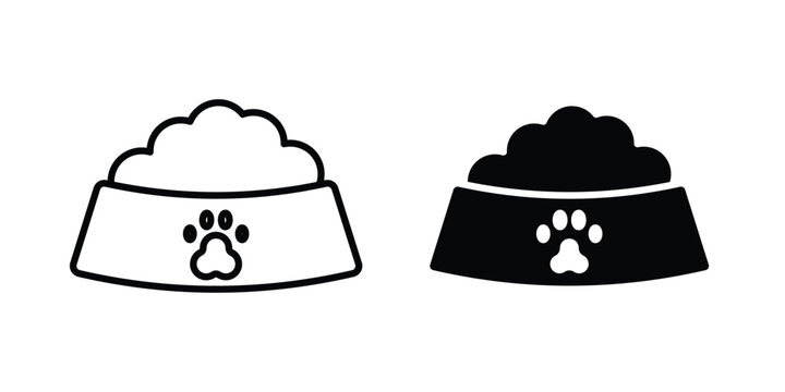 Pets bowl icon collection. Thin linear outline icon pack