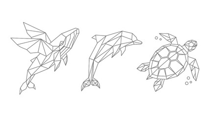 geometric, low poly, polygonal, animal, marine, sea, ocean, creature, wildlife, nature, abstract, minimalist, line art, outline, black and white, vector, illustration, graphic, design, tattoo, 