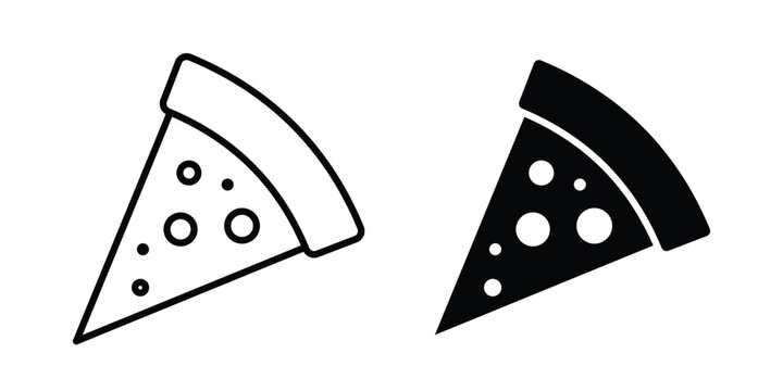 Pizza icon collection. Thin linear outline icon pack