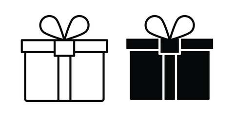 Fototapeta premium Present box icon collection. Thin linear outline icon pack