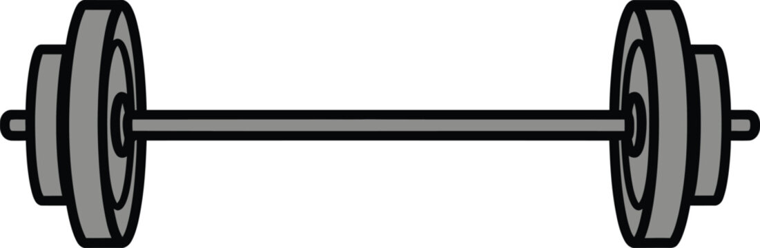 Gray dumbbell with weights on both ends, fitness equipment exercise