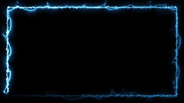 Abstract futuristic blue lightning frame seamless loop, dynamic electric rectangle motion background.