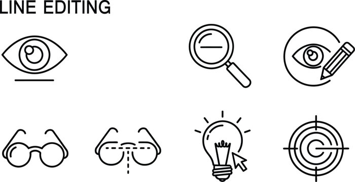 Line editing black and white for writing, editing, and vision concepts