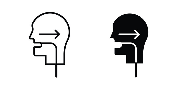 Swallowing reflex icon collection. Thin linear outline icon pack