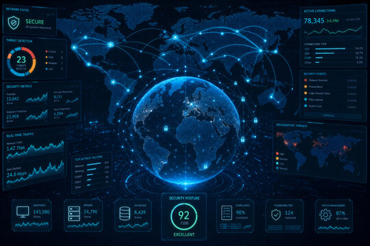 Global Cybersecurity Operations Dashboard Network Security Monitoring Real Time Threat Detection