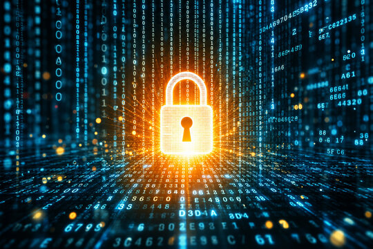 Digital Cybersecurity Lock Binary Code Data Protection Technology Security Concept