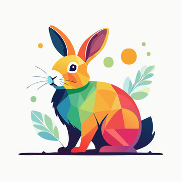 Colorful Geometric Rabbit Illustration
