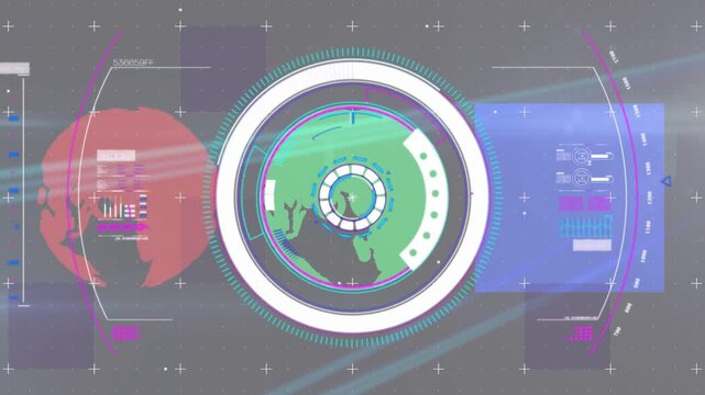 Ring expanding, HUD rotating rings, core flipping to green map, panels sliding, displaying scan