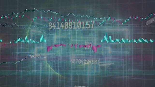 Rotating glow starting HUD, forming 3D wireframe, adding charts and numbers, showing analytics live
