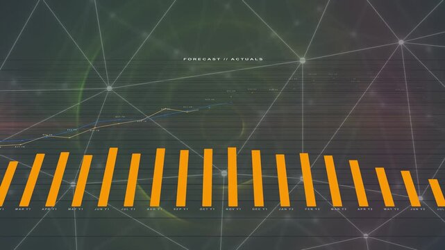 On load orange bars rising left-to-right to peak while lines drawing, showing FORECAST or  or ACTUAL