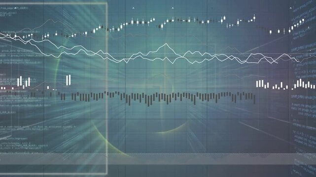 Teal radial glow sparking data HUD, charts and hist building while scan sweeping, showing trends
