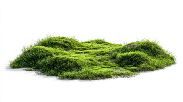 Green grass patch isolated on white background