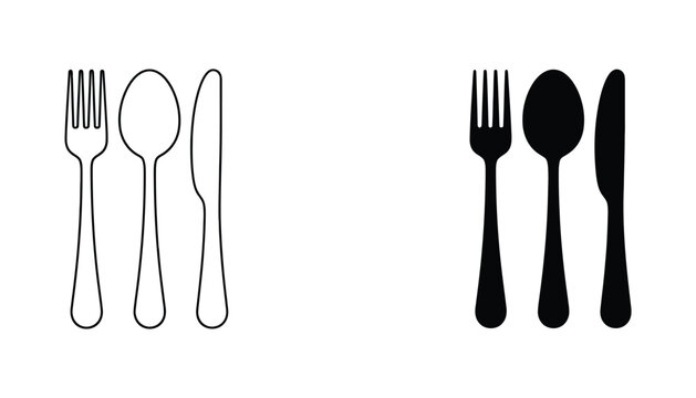 Table cutlery set with fork spoon and knife vector graphics for restaurant and dining branding